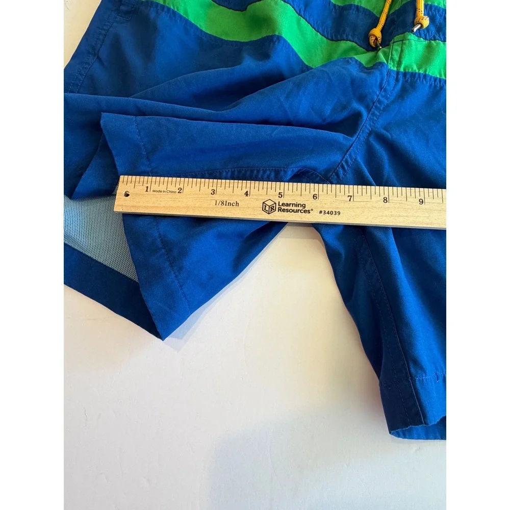Five Four Modern Mens Blue Green Striped‎ Swim Trunks Board Shorts Size 38